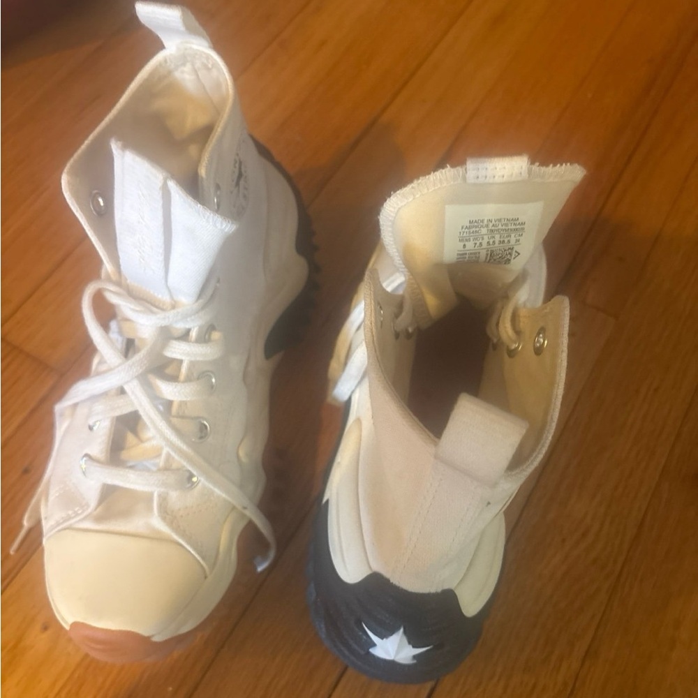 Converse White and Black High-Top Athletic Shoes